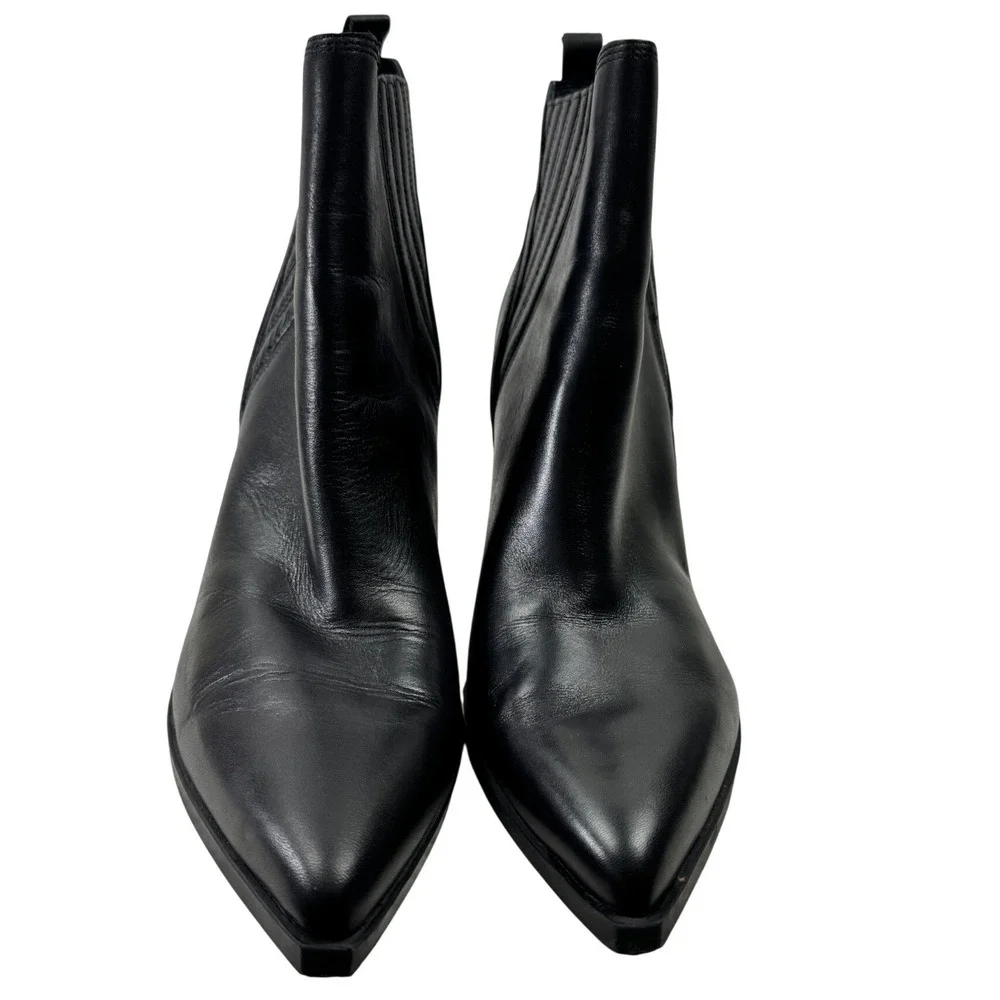 Marc Fisher LTD Gadri Ankle Boot Women 12 Black Leather Pointed Toe Block Heel - Picture 8 of 16